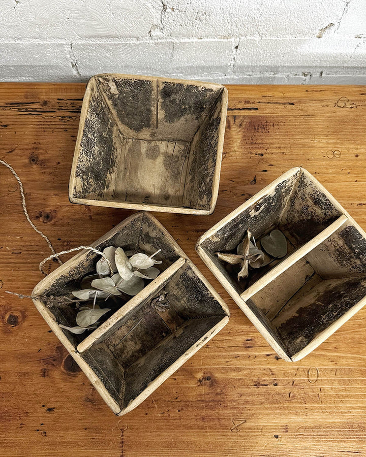 Antique elm wood rice bowls - La Casa by Importante