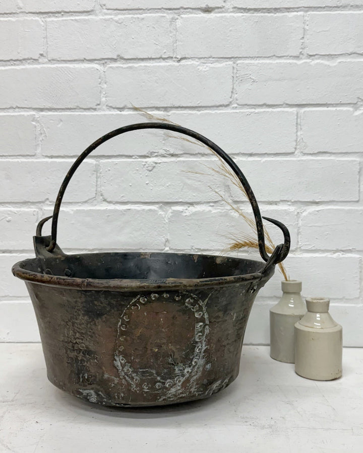 Antique French copper and wrought iron pot - Large - La Casa by Importante