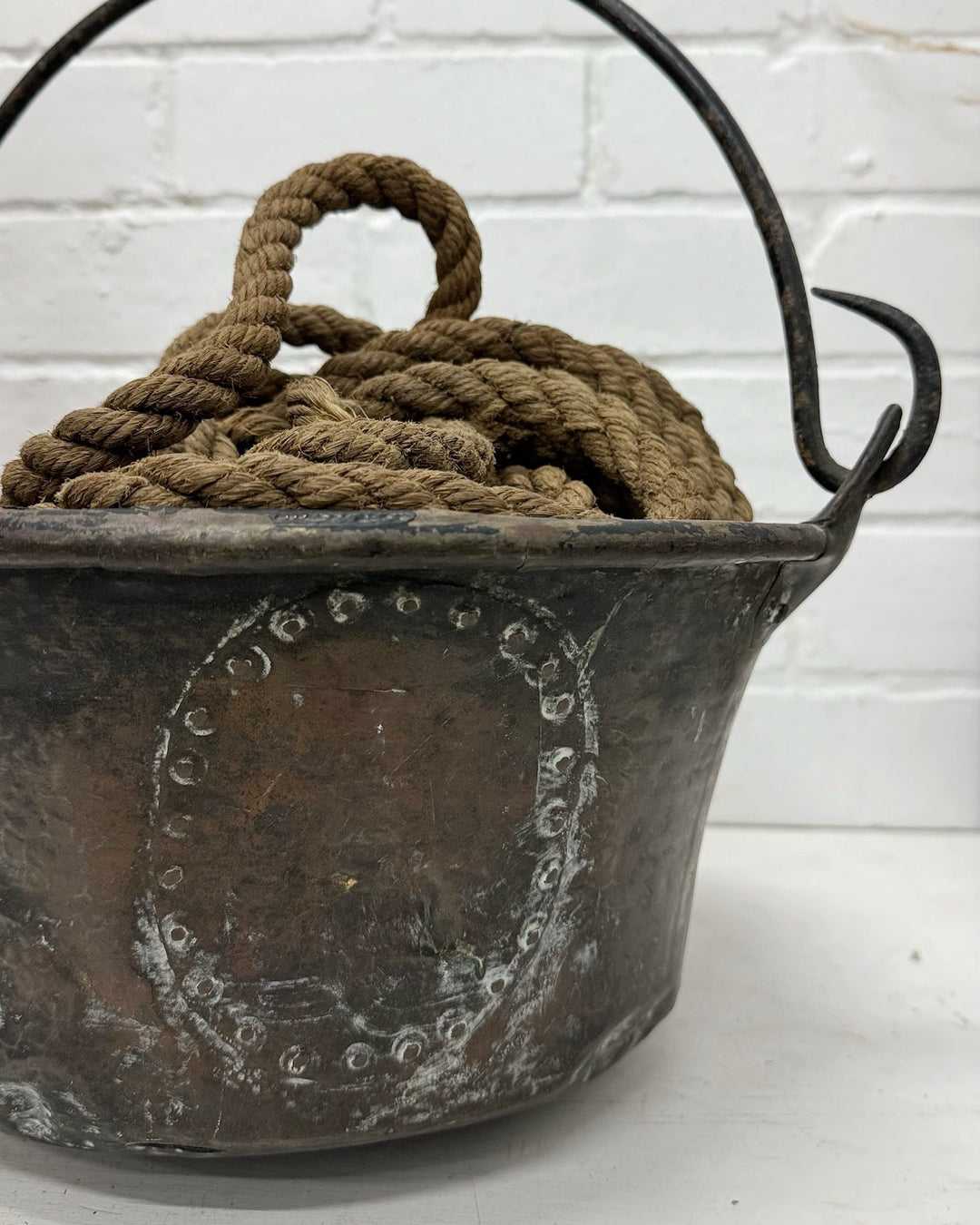 Antique French copper and wrought iron pot - Large - La Casa by Importante