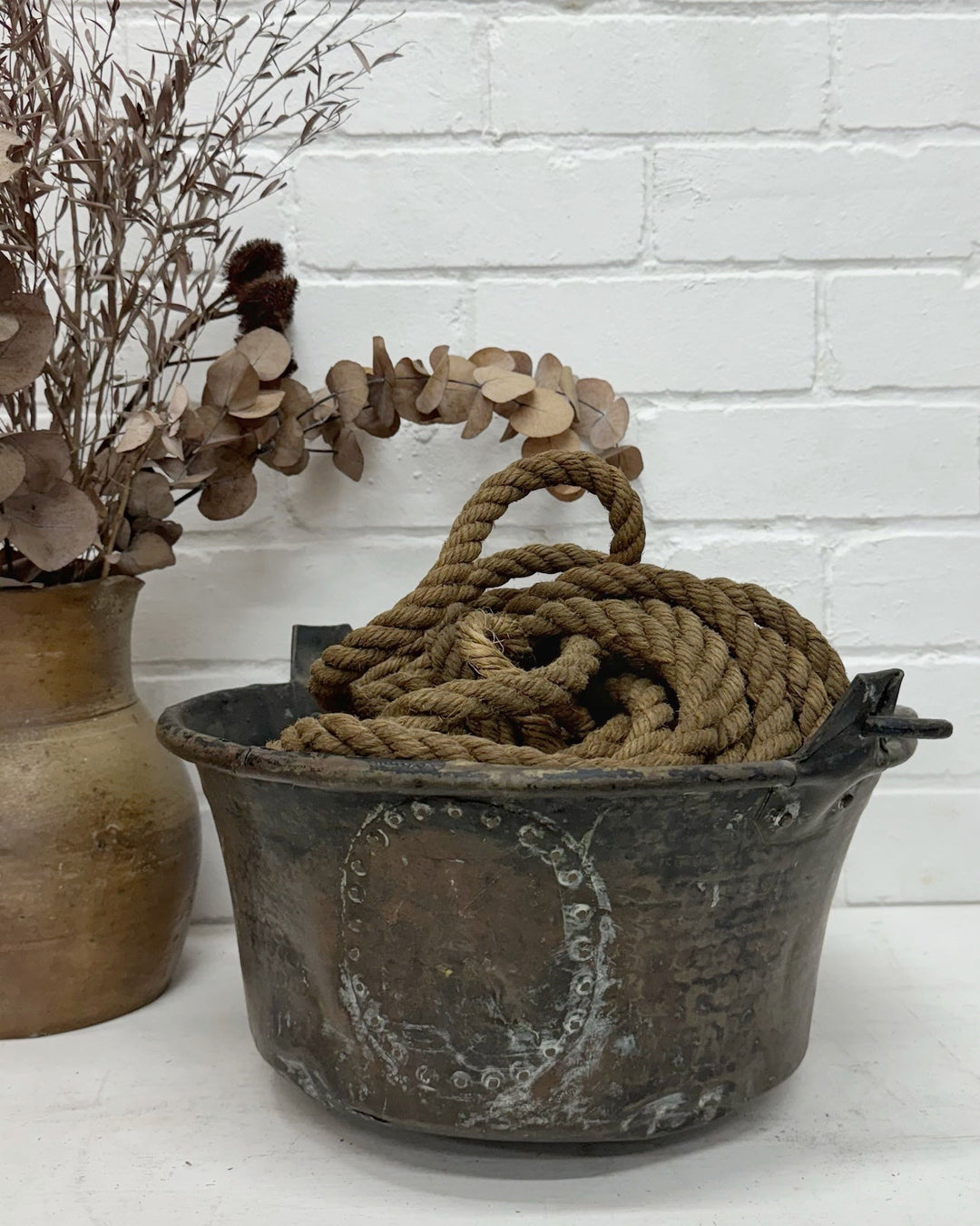 Antique French copper and wrought iron pot - Large - La Casa by Importante