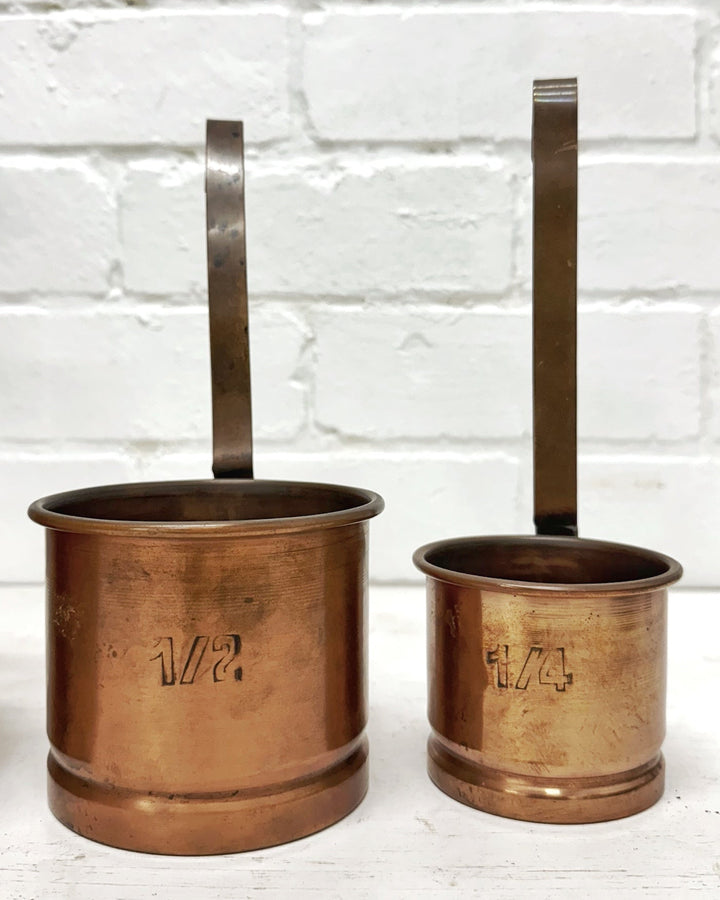 Antique French copper measuring cups - La Casa by Importante