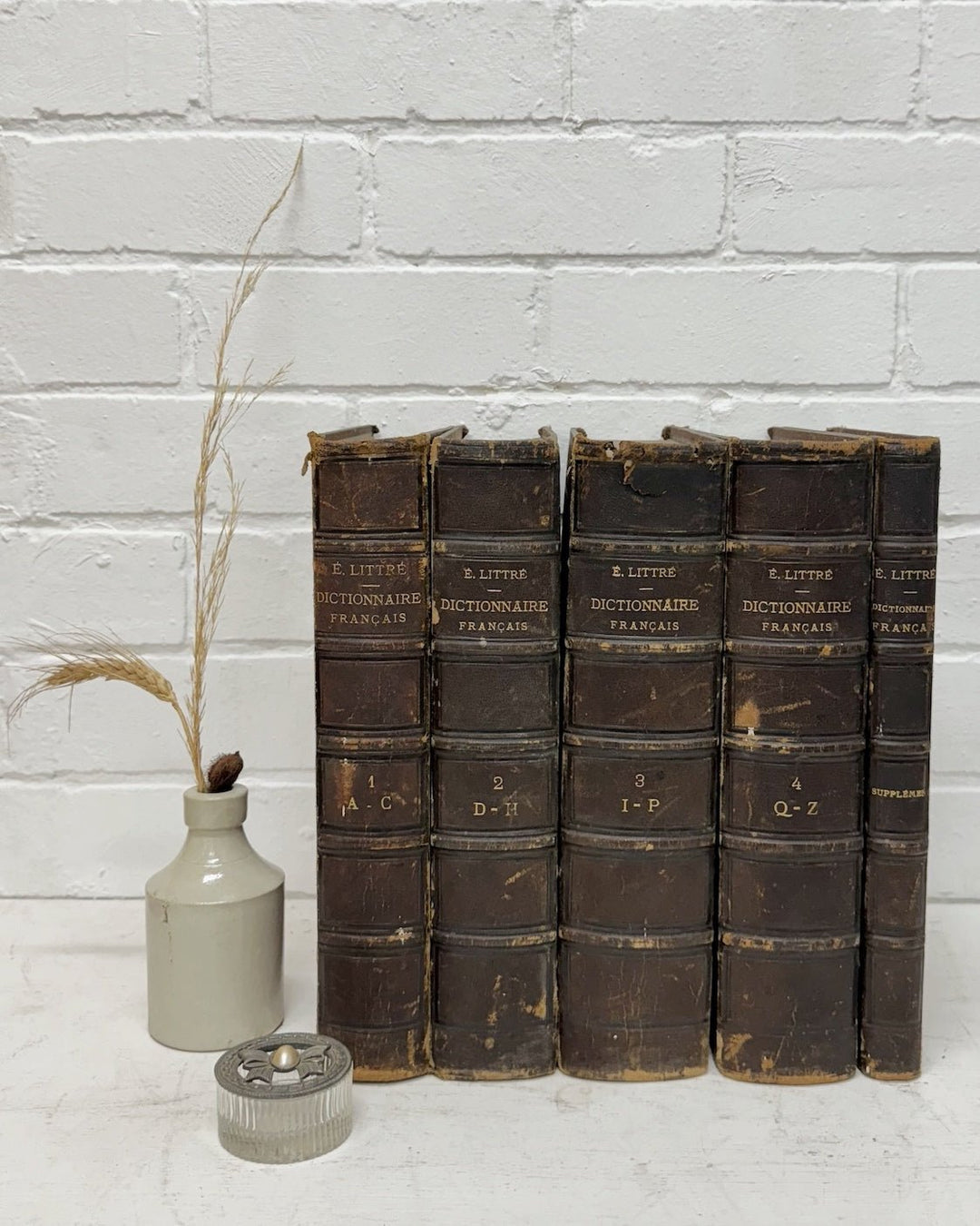 Antique French dictionaries by E.Littre (1883) - Set of 5 books - La Casa by Importante