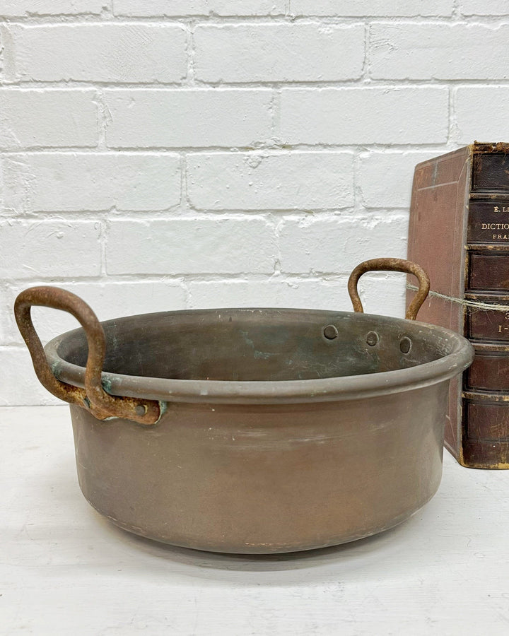 French copper twin handled pan with iron handles - La Casa by Importante