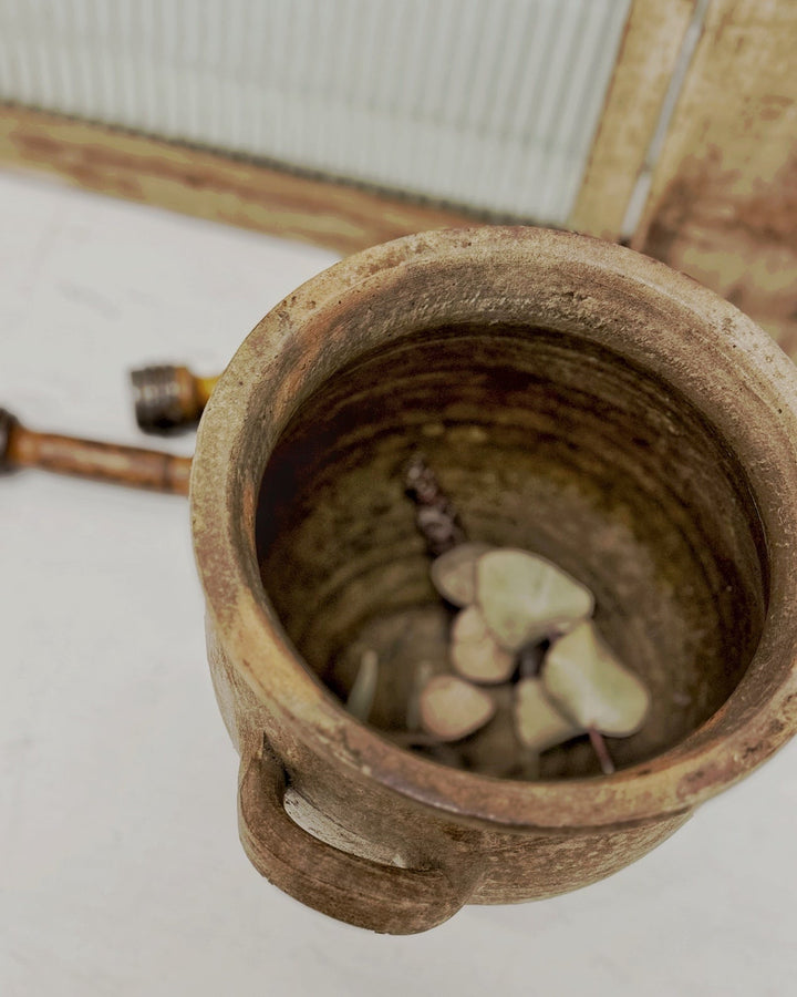 French glazed stoneware twin handled pot - La Casa by Importante