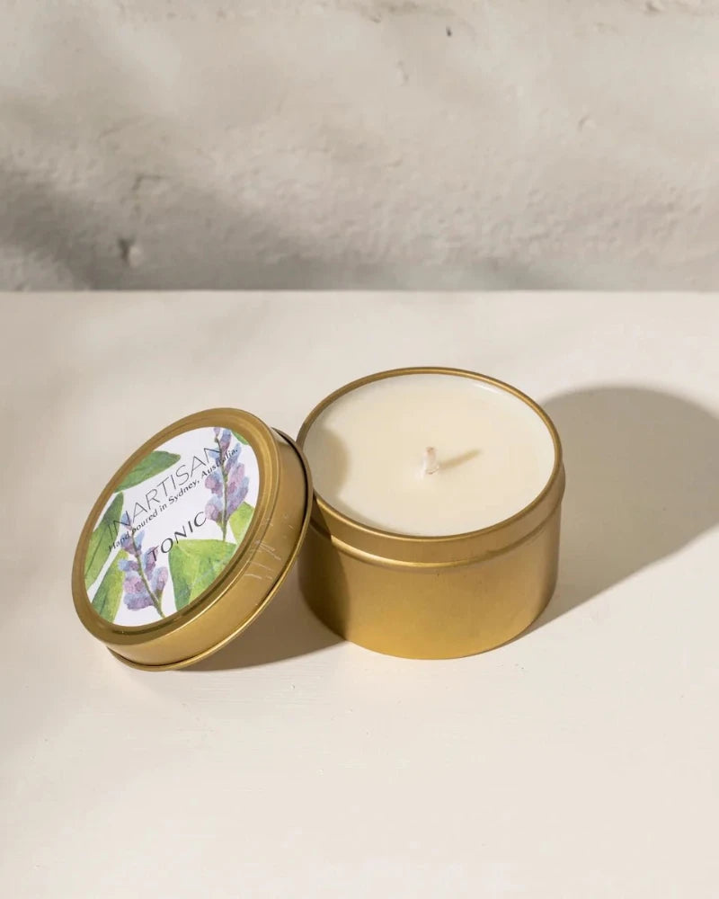 Hand poured soy candle in brass tin - La Casa by Importante