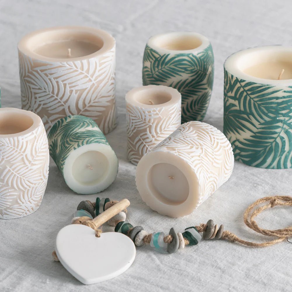 Palm Leaf Mini Recessed Pillar Candle - La Casa by Importante