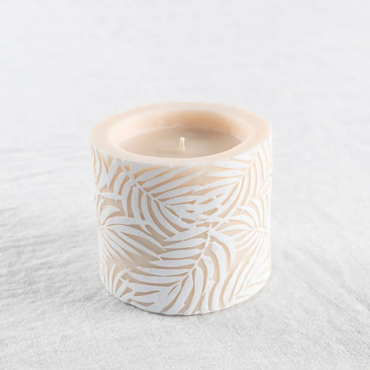 Palm Leaf Mini Recessed Pillar Candle - La Casa by Importante