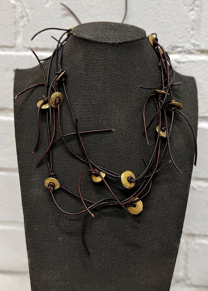 Rustic brown leather Necklace - La Casa by Importante