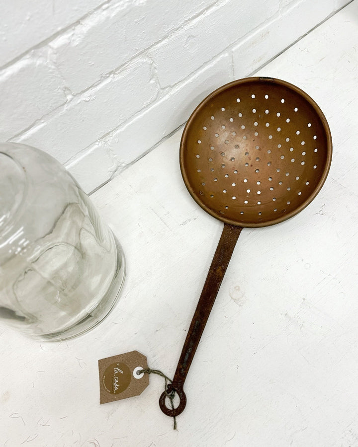 Vintage French Copper and Wrought Iron Strainer - La Casa by Importante