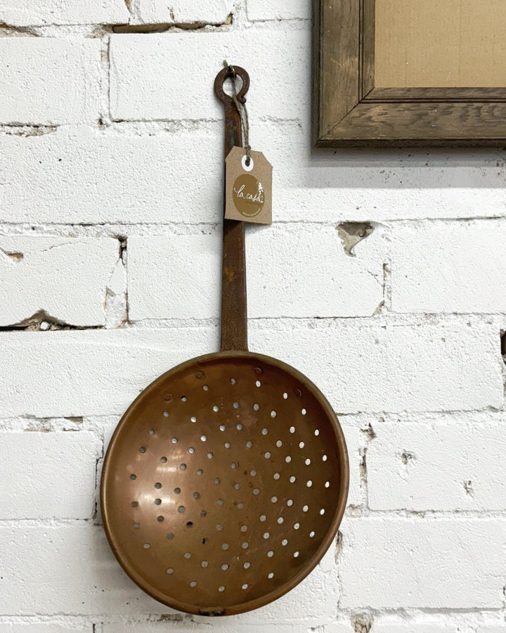 Vintage French Copper and Wrought Iron Strainer - La Casa by Importante