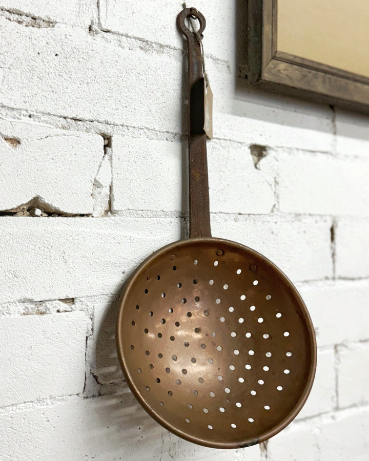 Vintage French Copper and Wrought Iron Strainer - La Casa by Importante