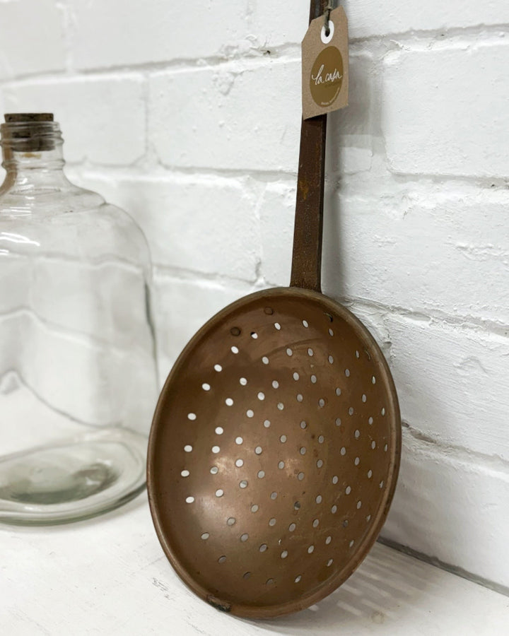 Vintage French Copper and Wrought Iron Strainer - La Casa by Importante