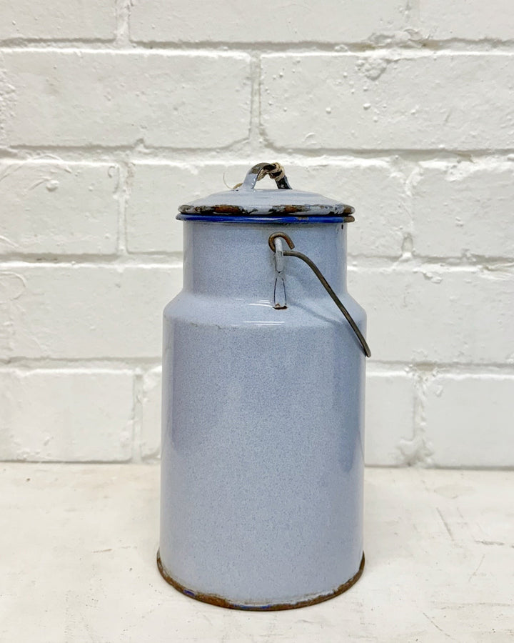 Vintage French enamel milk can - La Casa by Importante