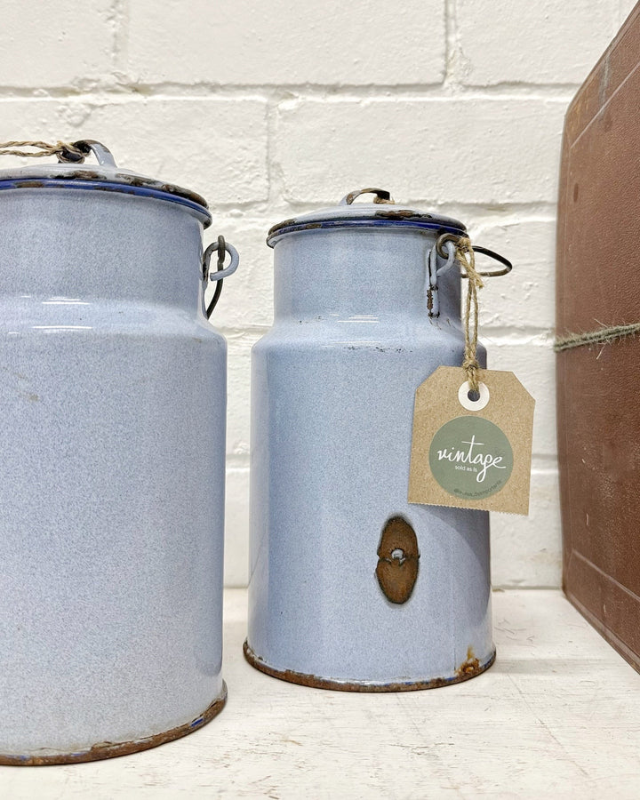 Vintage French enamel milk can - La Casa by Importante